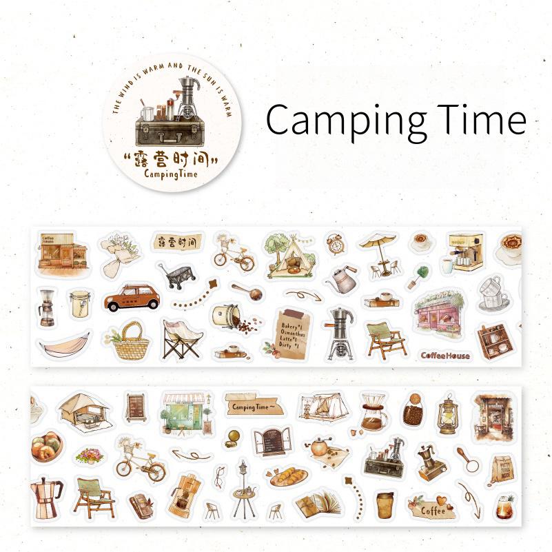 Cute Coffee Bread Drink Dessert Camping Reading Mini Sticker | Coffee Lover Decorative PET Tape | Journal Scrapbooking Collage Supplies