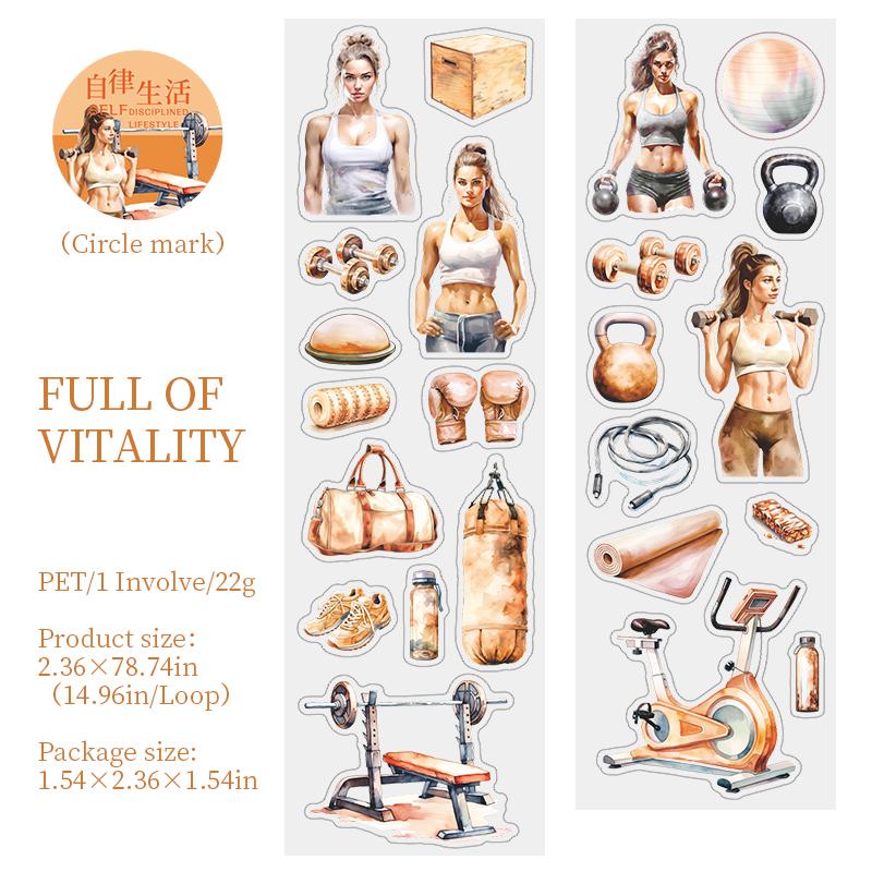 Workout Sport Exercise Girl Die Cut PET Tape | Character Life Aesthetics Planner Decorative Tape Sticker | Collage Junk Journal Supplies