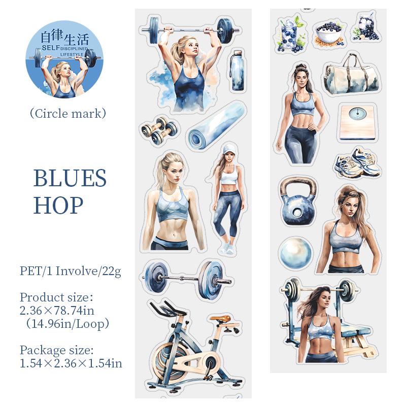Workout Sport Exercise Girl Die Cut PET Tape | Character Life Aesthetics Planner Decorative Tape Sticker | Collage Junk Journal Supplies