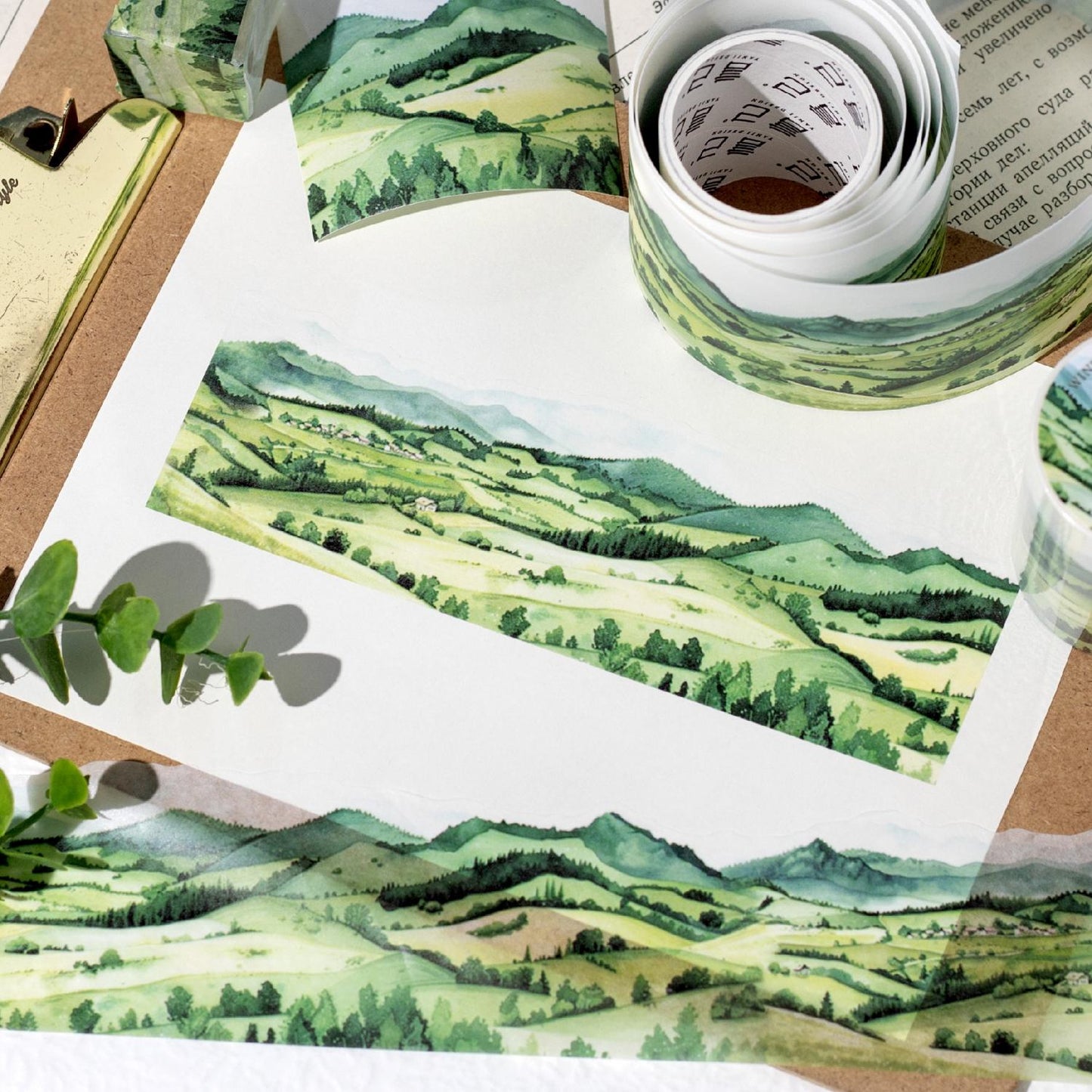 Forest Mountain Lake Landscape Tape | Travel Sketches Washi tape Roll | Travel Tape | Decorative Tapes | Junk Journal Collage Supplies
