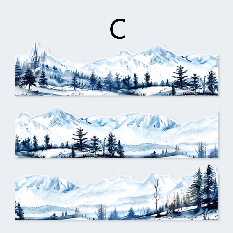 Forest Mountain Lake Landscape Tape | Travel Sketches Washi tape Roll | Travel Tape | Decorative Tapes | Junk Journal Collage Supplies