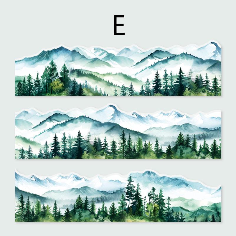 Forest Mountain Lake Landscape Tape | Travel Sketches Washi tape Roll | Travel Tape | Decorative Tapes | Junk Journal Collage Supplies