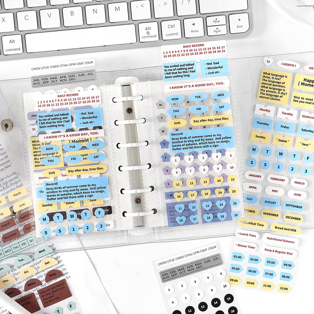Function Planner Stickers | Week Time Word Number Letter Weekly Plan Planner Stickers|Bujo Junk Journal Collage Scrapbooking Supplies