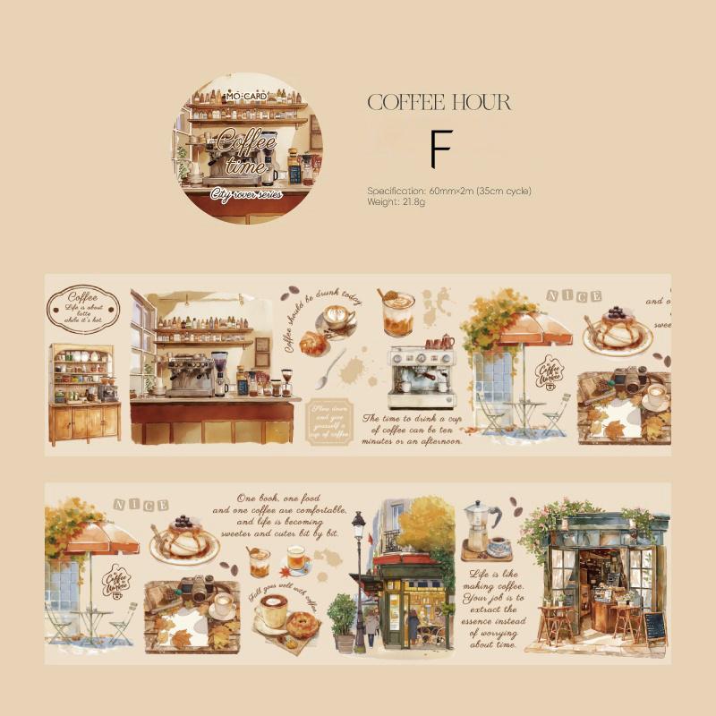 Autumn Streetscape PET Tape | Autumn Scenery Coffee Girls PET Tape | Junk Journal Collage Planner Stickers Supplies | Decorative Tapes