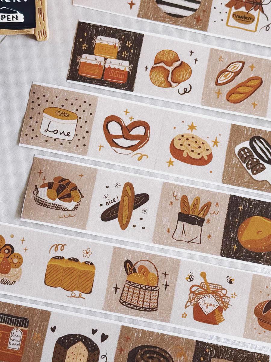 Cute Bread Lover Washi Decorative Tape | Bread Toast Food | Planner Journal Deco Stickers | Kids Craft Scrapbooking Supplies | Gift for Her