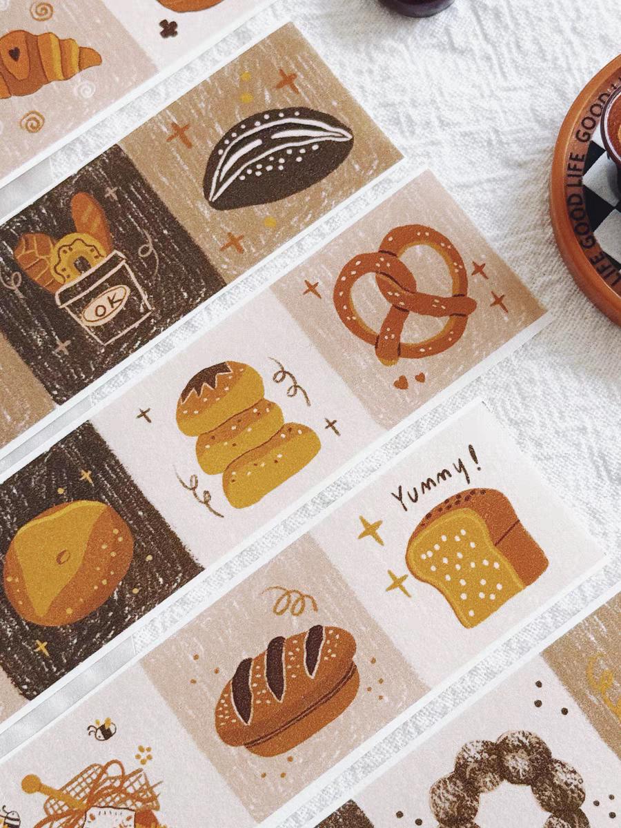 Cute Bread Lover Washi Decorative Tape | Bread Toast Food | Planner Journal Deco Stickers | Kids Craft Scrapbooking Supplies | Gift for Her