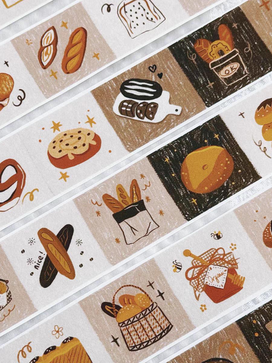 Cute Bread Lover Washi Decorative Tape | Bread Toast Food | Planner Journal Deco Stickers | Kids Craft Scrapbooking Supplies | Gift for Her