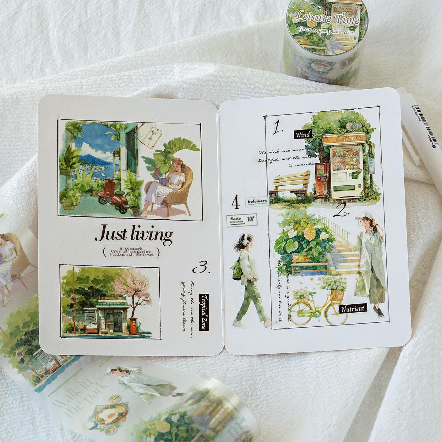 Plants Girls Life AestheticsTape | Green Plants PET tape | Masking Tape | PET Tape Roll | Nature Themes Tape | Gift Wrapping |Gift for Girls