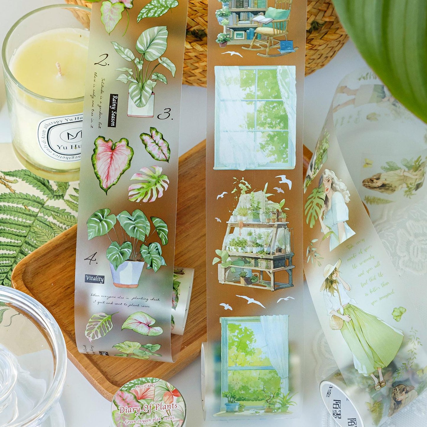 Plants Girls Life AestheticsTape | Green Plants PET tape | Masking Tape | PET Tape Roll | Nature Themes Tape | Gift Wrapping |Gift for Girls