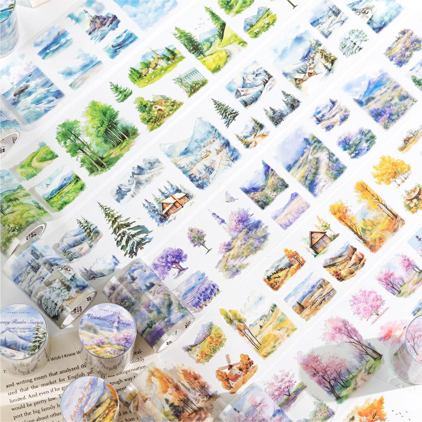 Natural Landscape Tape | Beautiful Scenery PET Tape Roll | Four Seasons Tape | Decorative Tapes | Junk Journal Collage Planner Supplies