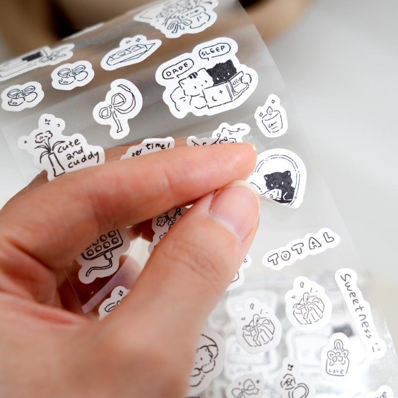 Kawaii Black Cat Read Travel Washi Tape | Cat Lover Decorative Tape Stickers | Creative DIY Journal Planner School Stationery