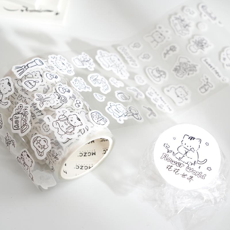Kawaii Black Cat Read Travel Washi Tape | Cat Lover Decorative Tape Stickers | Creative DIY Journal Planner School Stationery