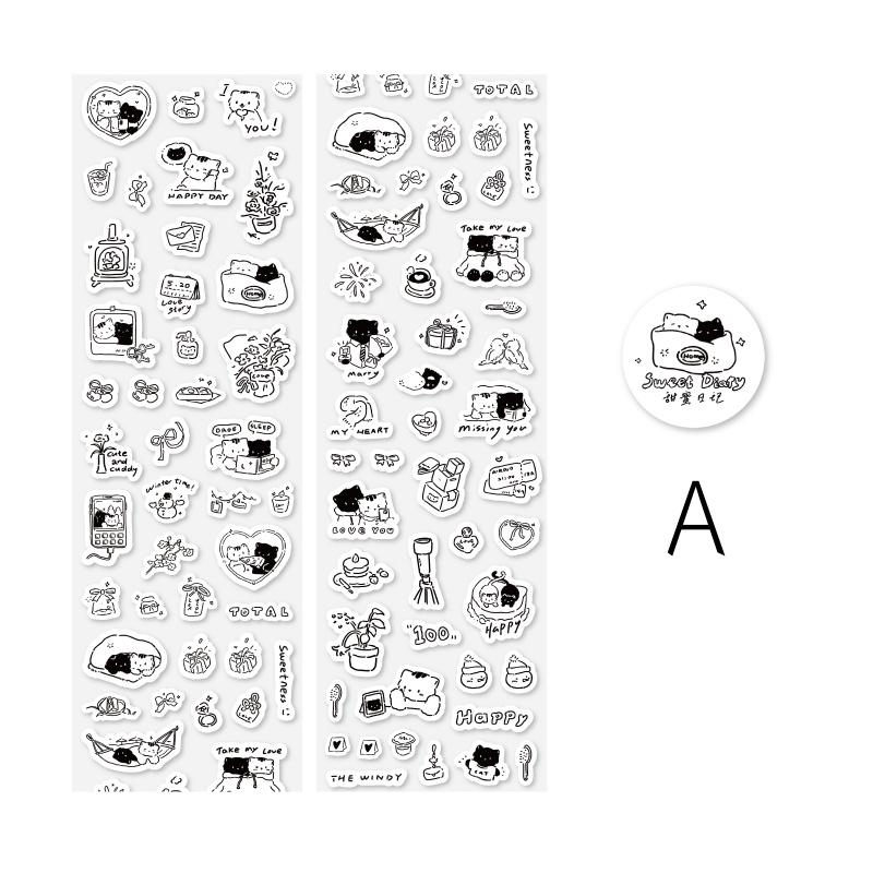 Kawaii Black Cat Read Travel Washi Tape | Cat Lover Decorative Tape Stickers | Creative DIY Journal Planner School Stationery