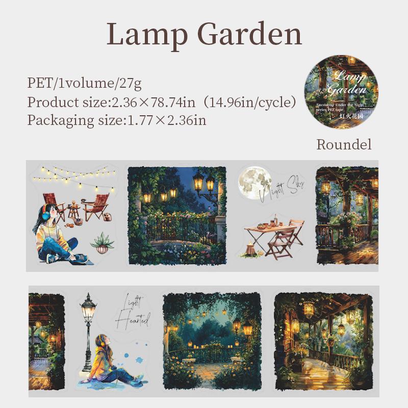 Night Scenery PET Die Cut Tape | Girl Night Window Stickers | Junk Journal Planner Bullet Journal Collage Craft Scrapbooking Supplies
