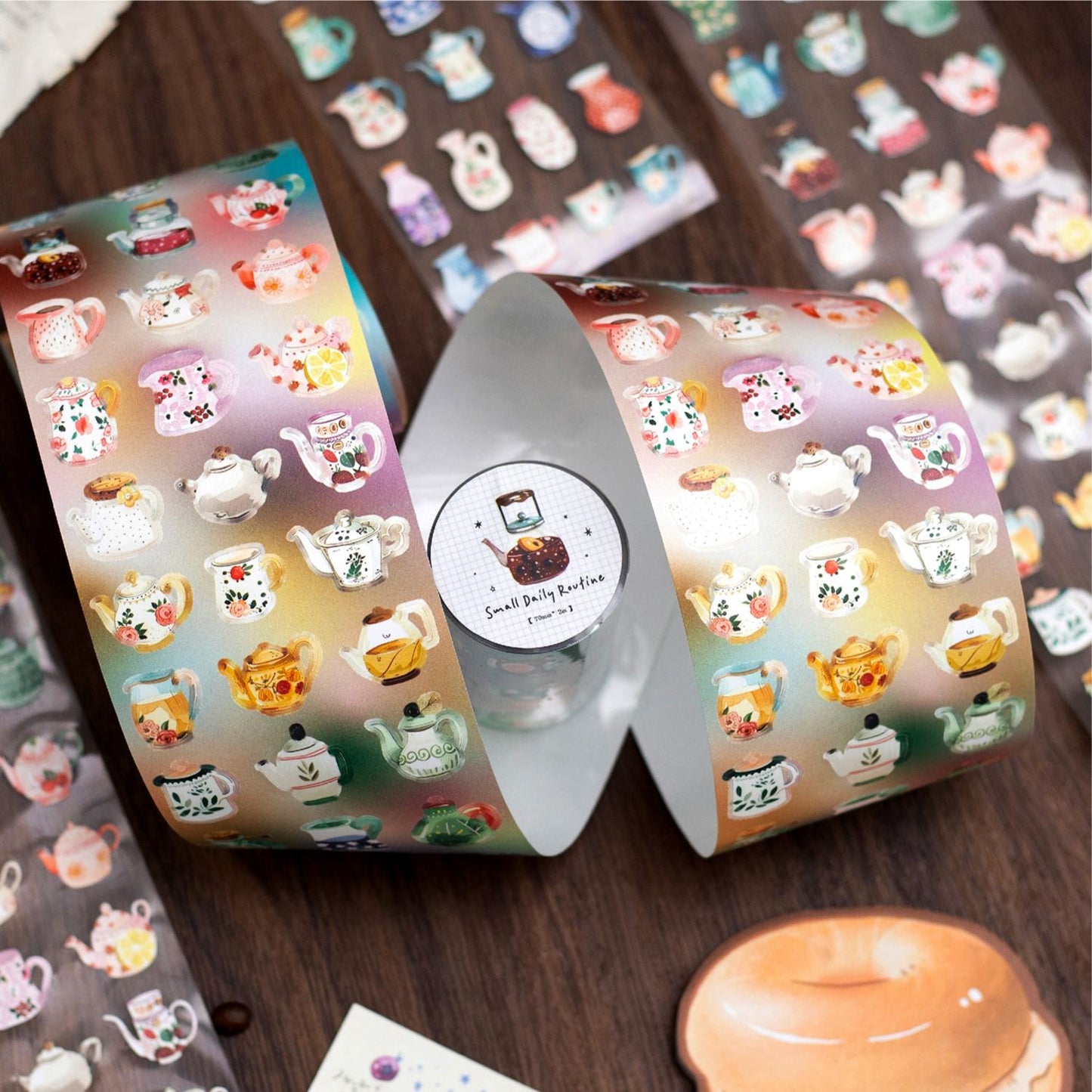 Cute Die Cut Tape | Coffee Building Tea Food Mini Sticker | Coffee Lover Decorative Sticker Tape | Journal Scrapbooking Collage Supplies
