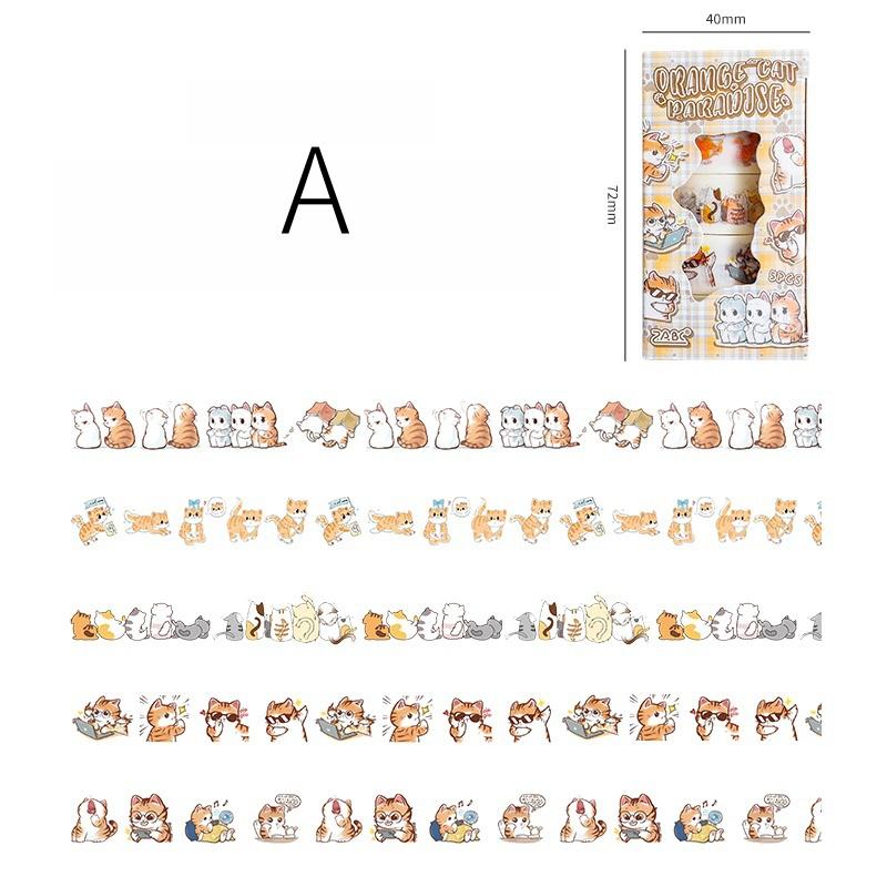5 Rolls Cute Kitten Washi Tape Set | Kawaii Cartoon Cat Decor Decorative Tape | Creative DIY Journal Planner Collage School Stationery
