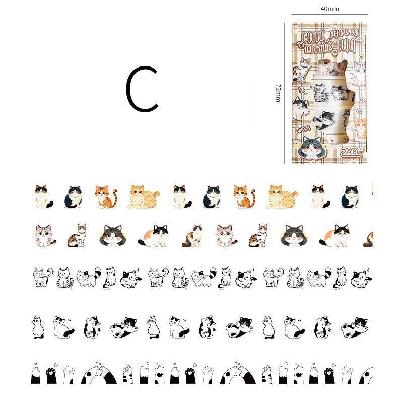 5 Rolls Cute Kitten Washi Tape Set | Kawaii Cartoon Cat Decor Decorative Tape | Creative DIY Journal Planner Collage School Stationery