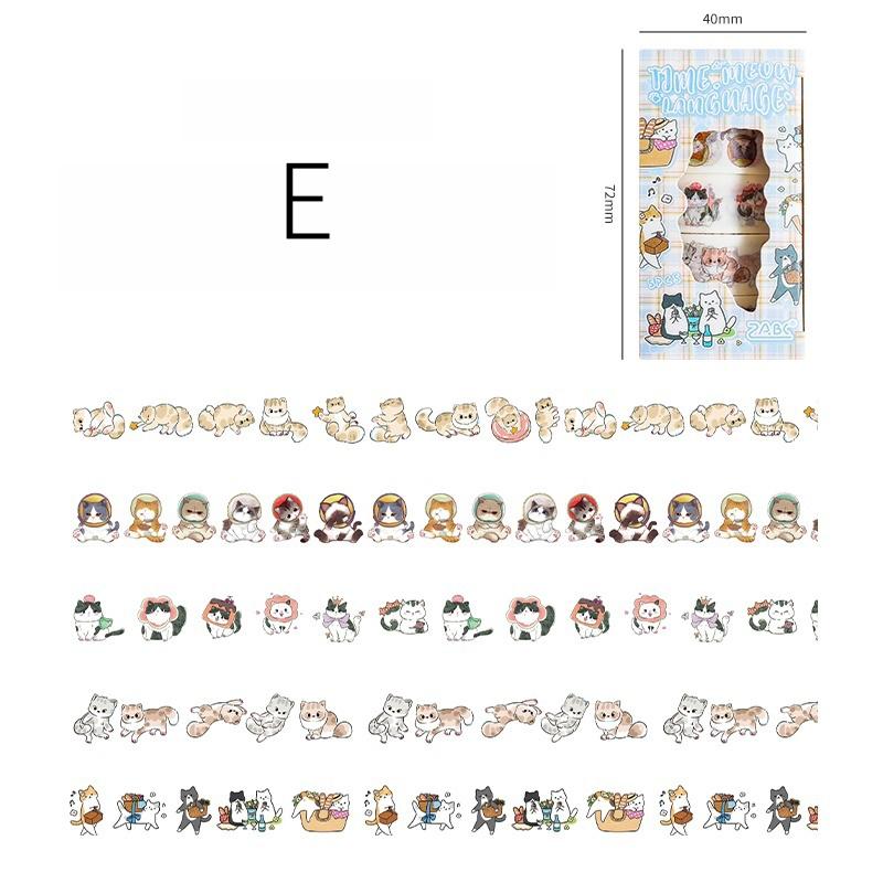 5 Rolls Cute Kitten Washi Tape Set | Kawaii Cartoon Cat Decor Decorative Tape | Creative DIY Journal Planner Collage School Stationery