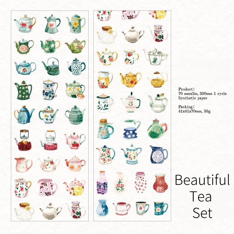 Cute Die Cut Tape | Coffee Building Tea Food Mini Sticker | Coffee Lover Decorative Sticker Tape | Journal Scrapbooking Collage Supplies