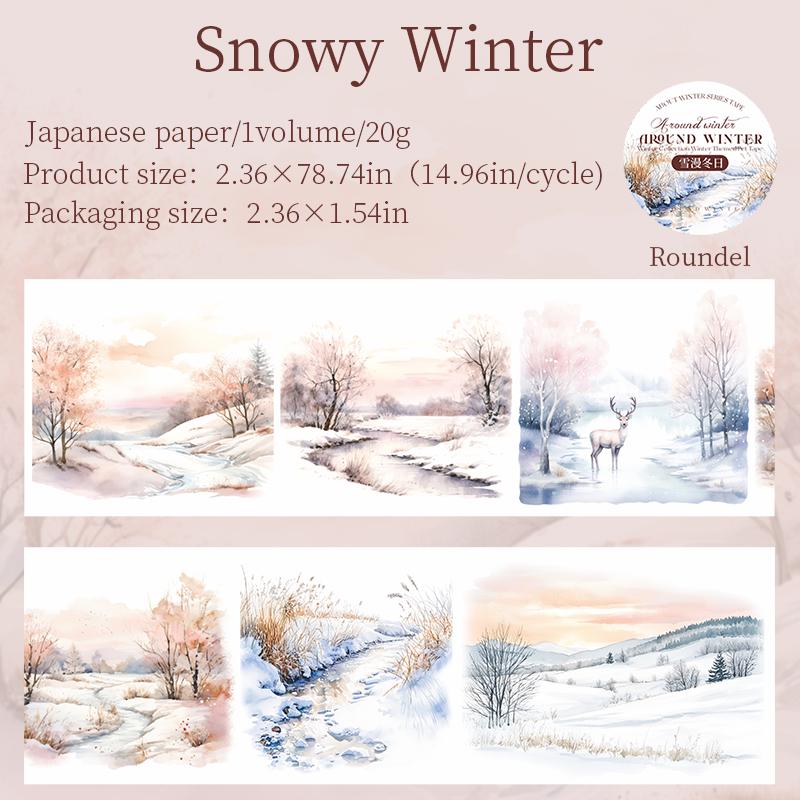 Snow Winter Landscape Decorative Tape | Cozy Winter Tape | Christmas Tape | Junk Journal Collage Scrapbooking Supplies Gift Wrapping