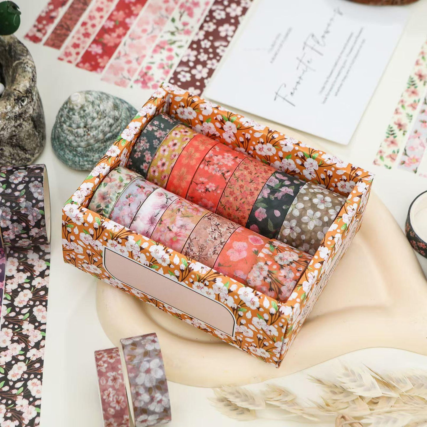 14 Rolls Mini Floral Pattern Washi Tape | Autumn Spring Flower Japanese Masking Tape | Decorative Tapes | Planner Accessories Bullet Journal