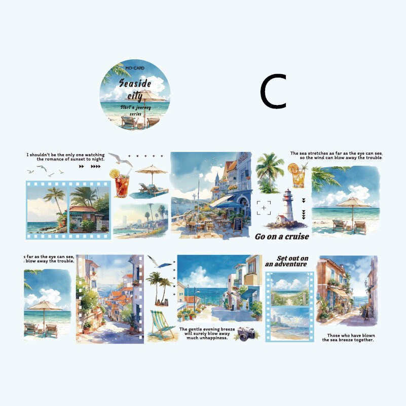 Beautiful Scenery Tape | Travel Sketches PET tape | Masking Tape | PET Tape Roll | Travel Themes Tape | Gift Wrapping | Gift for Girls