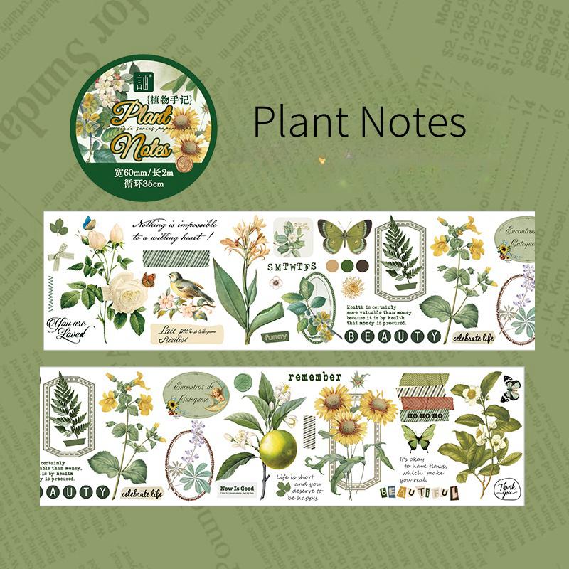 Retro Wonderland of Flowers Butterfly Washi Tape | Plant Mushroom Tape | Decorative Tapes | Planner Bullet Journal Craft Collage Supplies