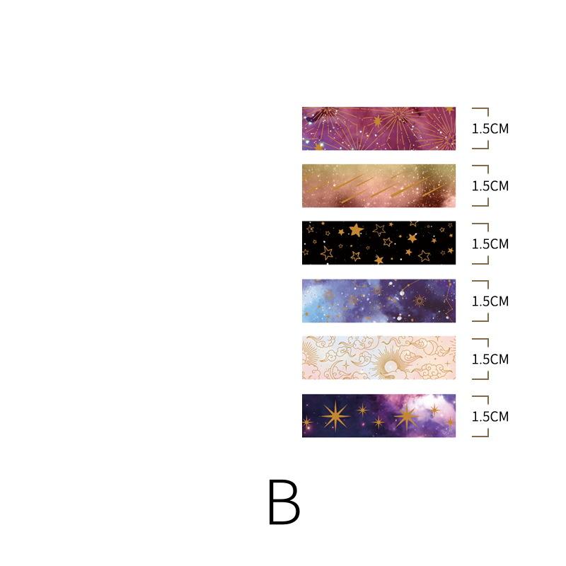 Universe-themed Washi Tape Set | Star Moon Horoscope Galaxy | Gold Sliver Foil | Decorative Tape for Bullet Journal Planner Crafts
