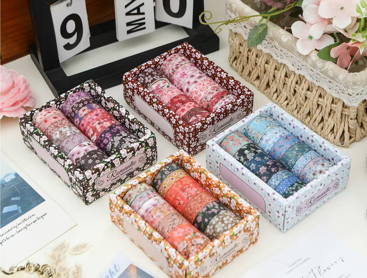 14 Rolls Mini Floral Pattern Washi Tape | Autumn Spring Flower Japanese Masking Tape | Decorative Tapes | Planner Accessories Bullet Journal