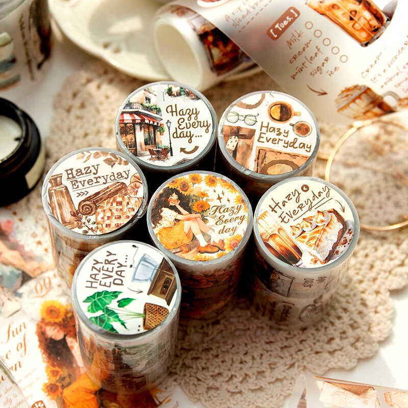 Life Aesthetics Tape | Coffee Dessert Bread PET tape | Masking Tape | PET Tape Roll | Nature Themes Tape | Gift Wrapping | Gift for Girls