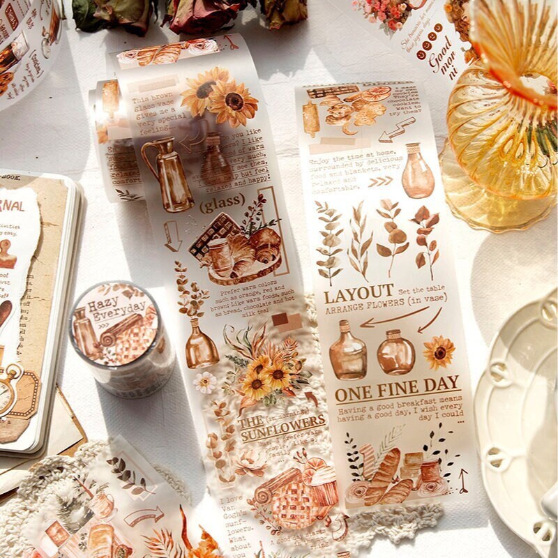 Life Aesthetics Tape | Coffee Dessert Bread PET tape | Masking Tape | PET Tape Roll | Nature Themes Tape | Gift Wrapping | Gift for Girls