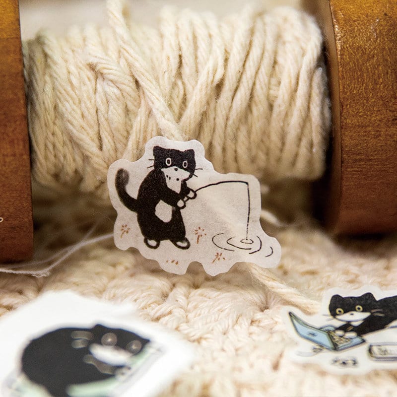 Kawaii Black Cat Daily Life Washi Tape | Cat Decor Material Decorative Tape | Creative DIY Journal Planner School Stationery