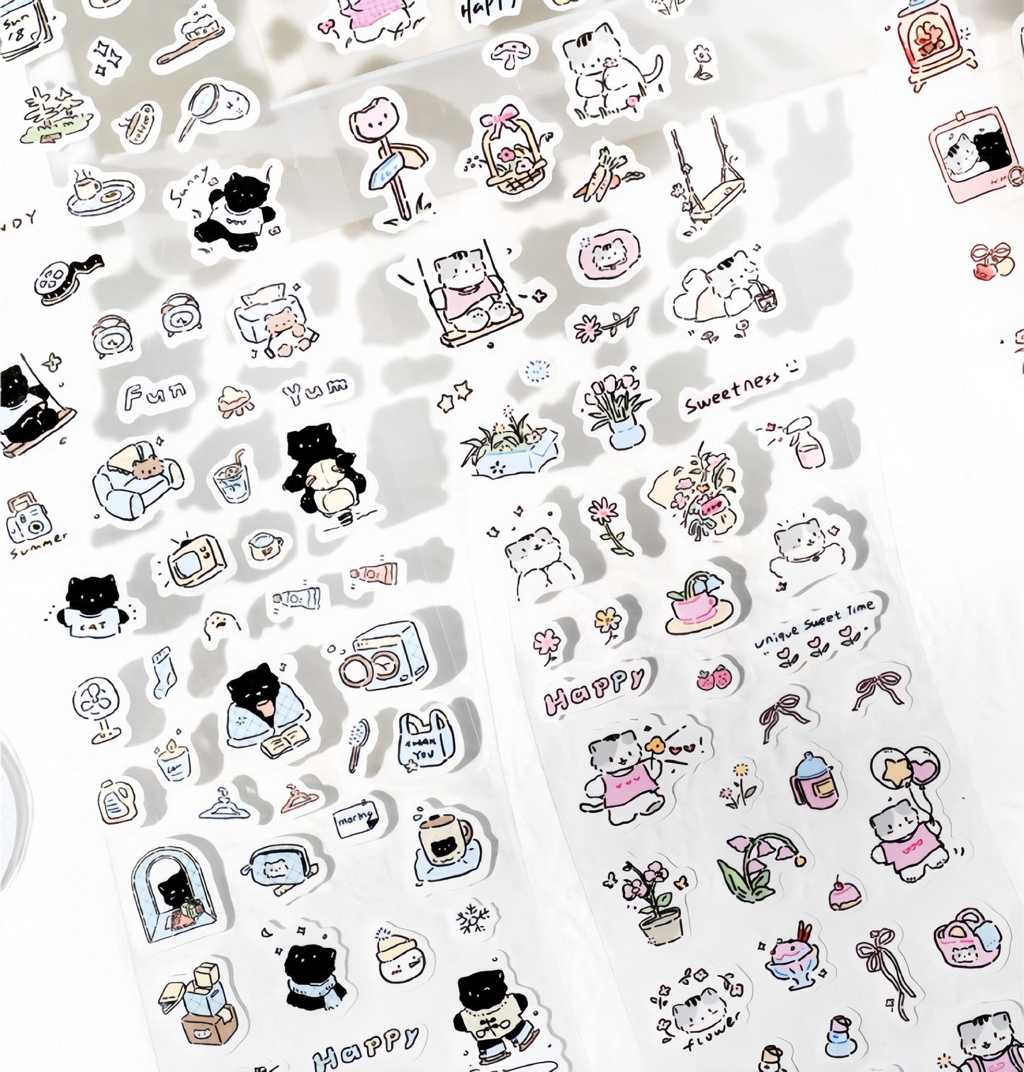Kawaii Cat Daily Life Washi Tape | Cat Coffee Flower Decor Material Decorative Tape | Creative DIY Journal Planner School Stationery