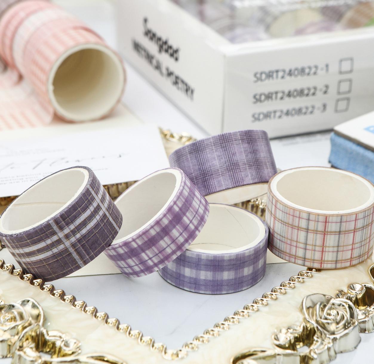 32 Rolls Creamcolor Plaid Washi Tape Set | Basic Japanese Washi Tape | Decorative Tapes | Planner Bullet Journal Collage Supplies