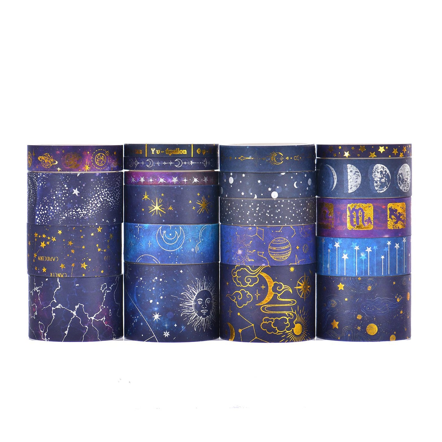 20 Rolls Premium Gold Sliver Foil Universe Washi Tape Set | Bullet Journal | Japanese Washi Tape | Decorative Tapes | Planner Bullet Journal
