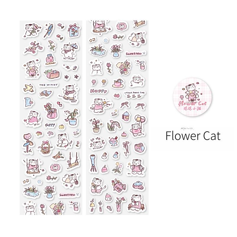 Kawaii Cat Daily Life Washi Tape | Cat Coffee Flower Decor Material Decorative Tape | Creative DIY Journal Planner School Stationery