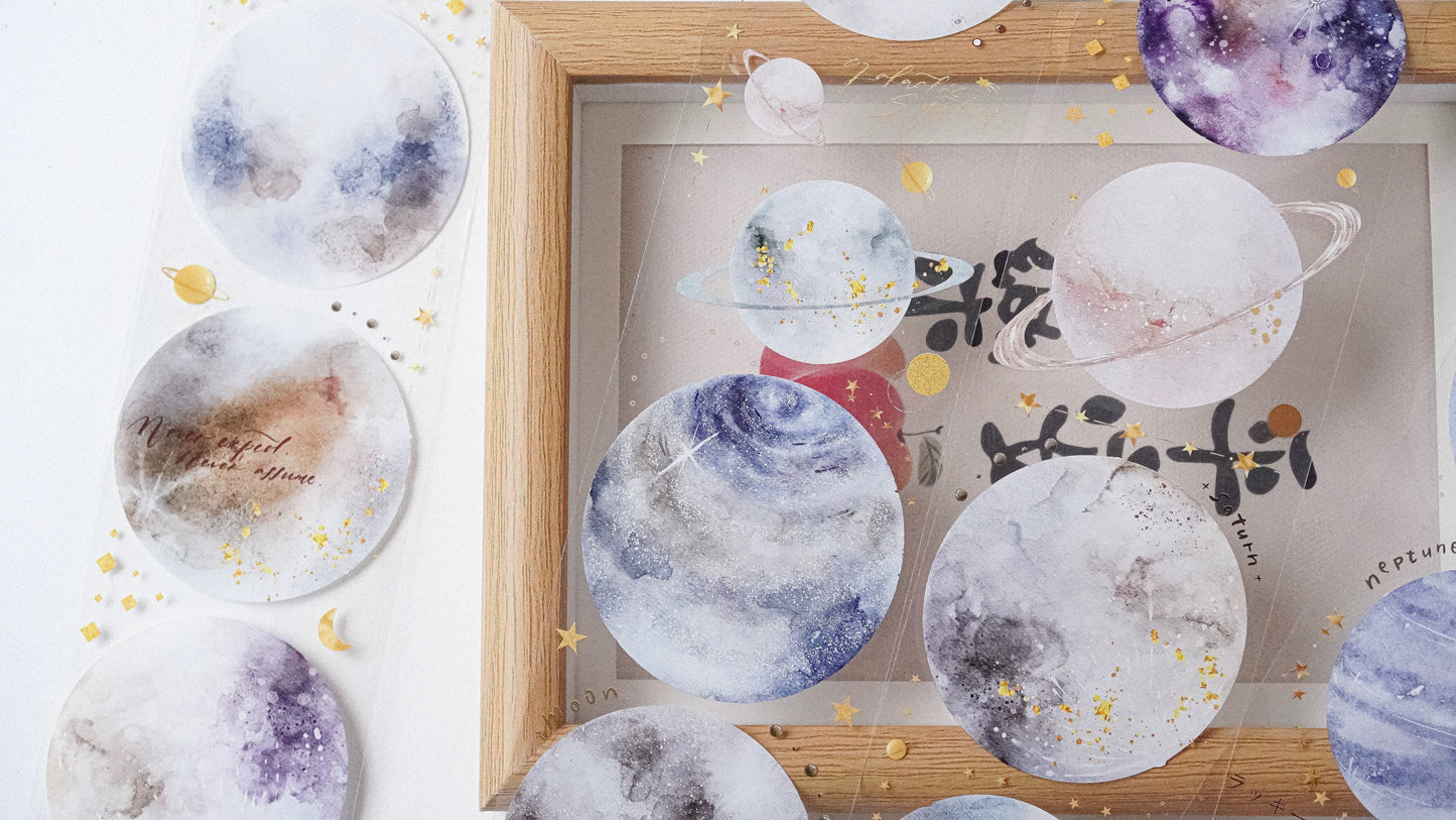 Galaxy Moon PET Tape | Junk Journal | Deco Stickers | Planner Journal Craft Scrapbooking Supplies | Gift for Her