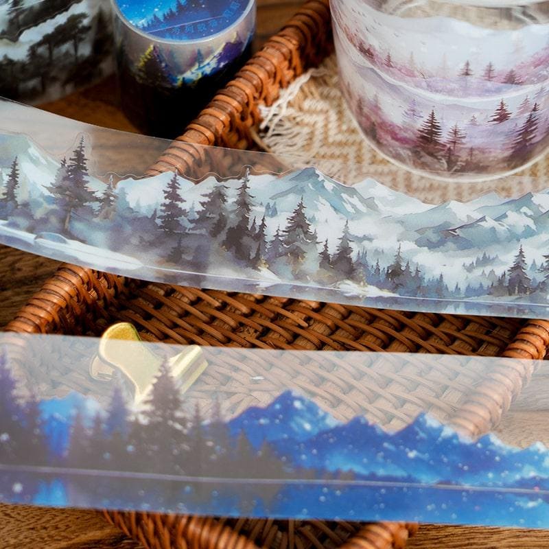 Forest Mountain Landscape Tape | Nature Healing PET tape Roll | Travel Tape | Decorative Tapes | Junk Journal Collage Supplies