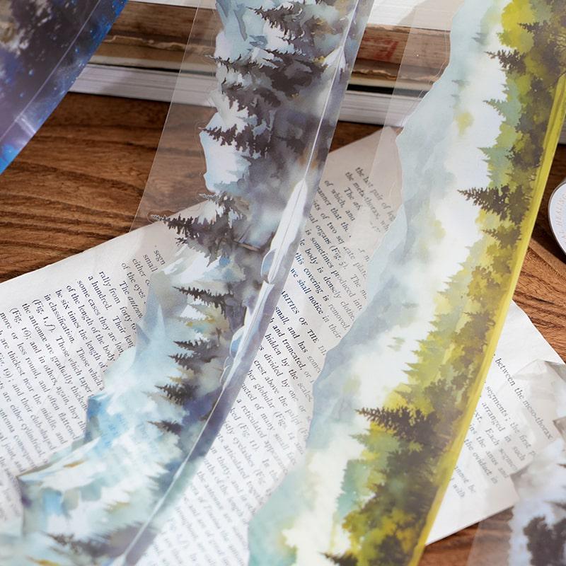 Forest Mountain Landscape Tape | Nature Healing PET tape Roll | Travel Tape | Decorative Tapes | Junk Journal Collage Supplies