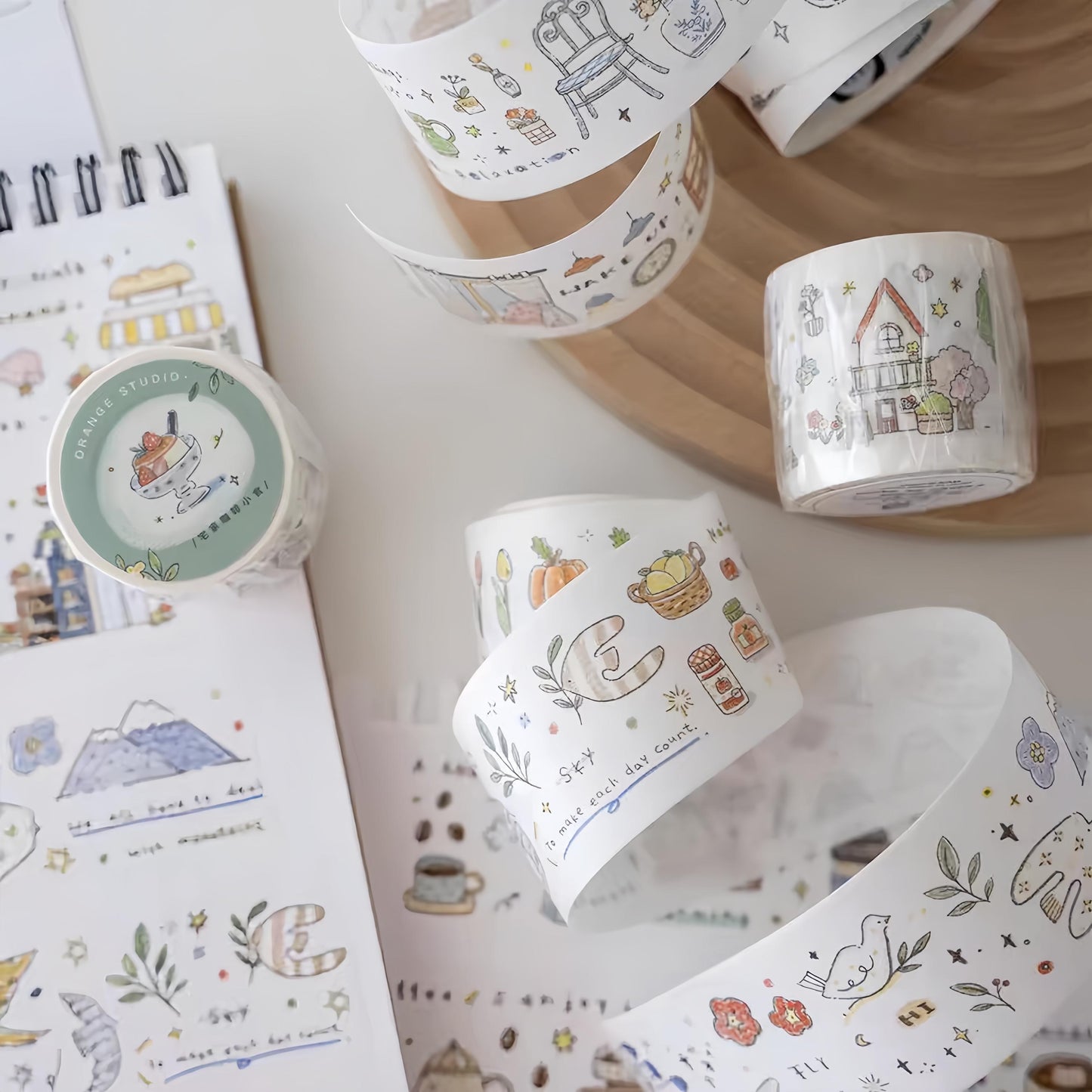 Cute Coffee Snacks Drink Dessert Plants Tape | Cozy Life | Coffee Lover Decorative Washi Tape | Journal Scrapbooking Collage Supplies