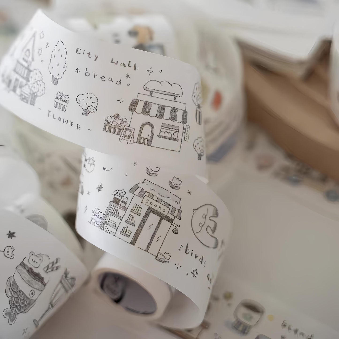 Cute Coffee Snacks Drink Dessert Plants Tape | Cozy Life | Coffee Lover Decorative Washi Tape | Journal Scrapbooking Collage Supplies
