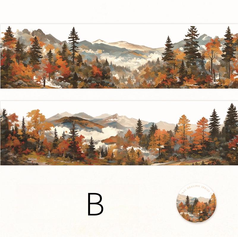 Forest Mountain Landscape Tape | Nature Healing PET tape Roll | Travel Tape | Decorative Tapes | Junk Journal Collage Supplies