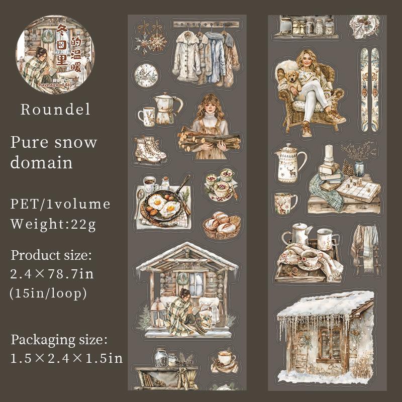 Snow Winter Landscape and Girl Tape | Winter Life PET tape | Masking Tape |PET Tape Roll | Winter Themes Tape |Gift Wrapping |Gift for Girls