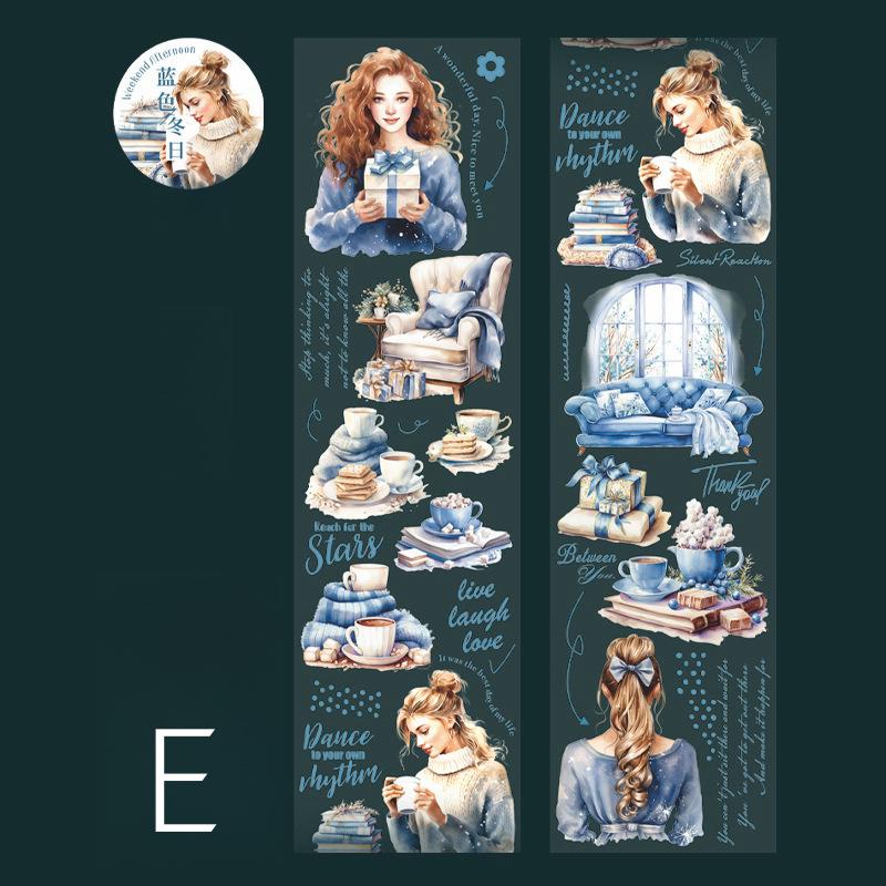 Reading Girl PET Tape | Character Life Aesthetics Planner Decorative Tape | Masking Tape | Bookworm Booklover Gift | Collage Junk Journal