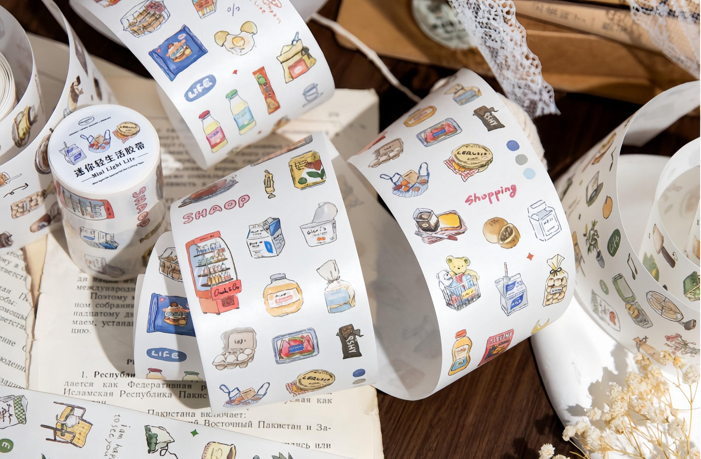 Cute Coffee Snacks Drink Dessert Mini Sticker | Cozy Life | Coffee Lover Decorative Washi Tape | Journal Scrapbooking Collage Supplies
