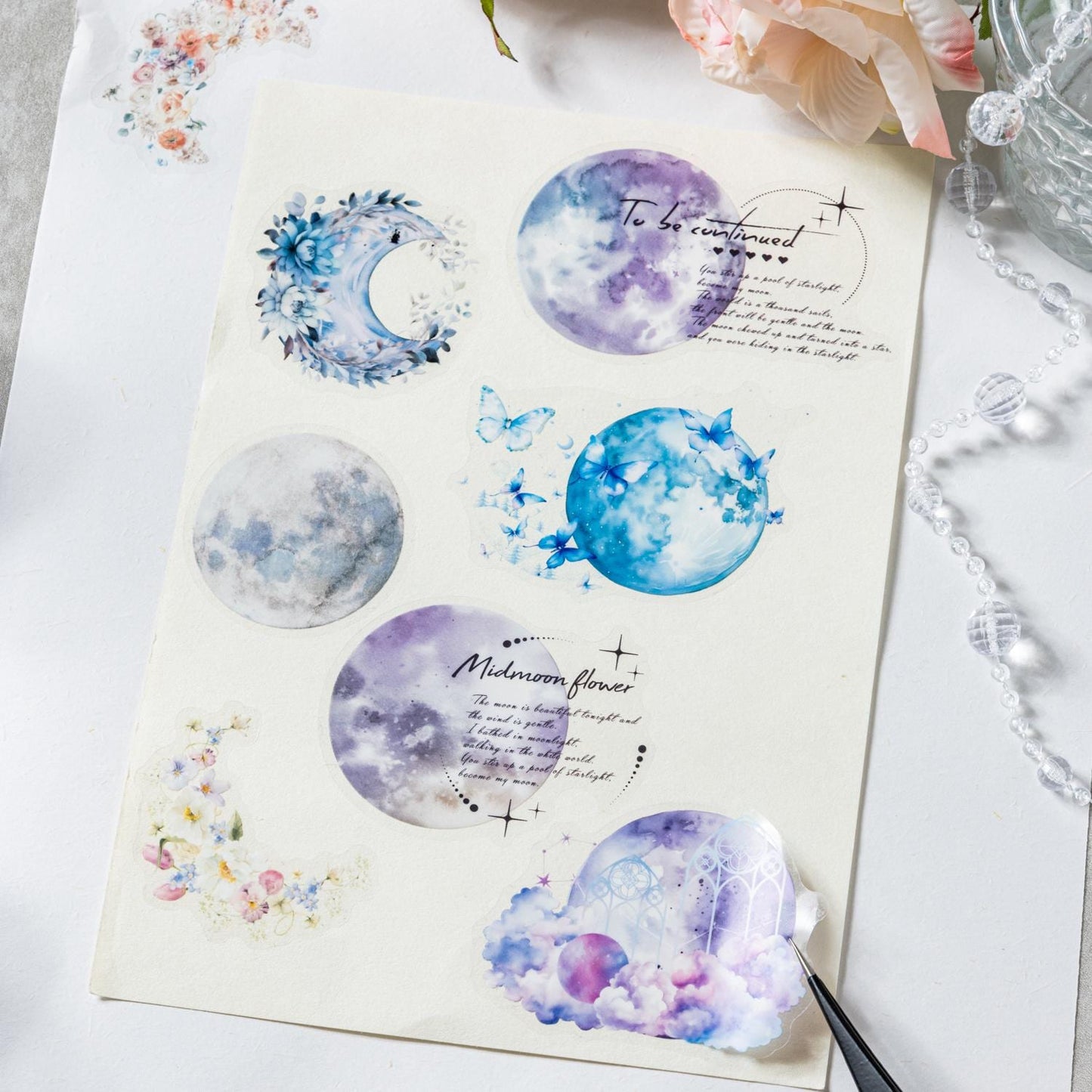Moon Phase PET Tape | Moon and Stars Decorative Tapes Stickers | Junk Journal Planner Bullet Journal Collage Craft Scrapbooking Supplies