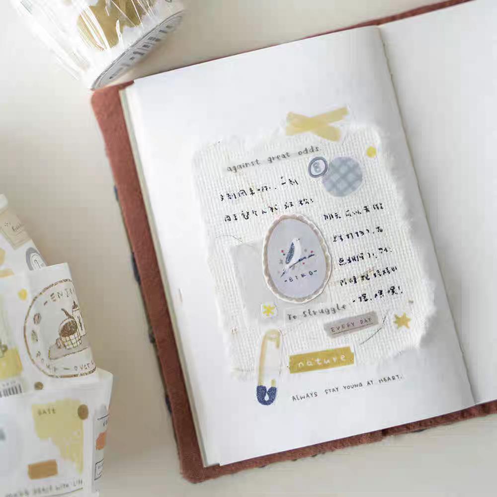 Cute Handdrawn Gramophone Record Retro Life Tape | Planner Tape | Decorative Washi Tape | Journal Scrapbooking Collage Supplies