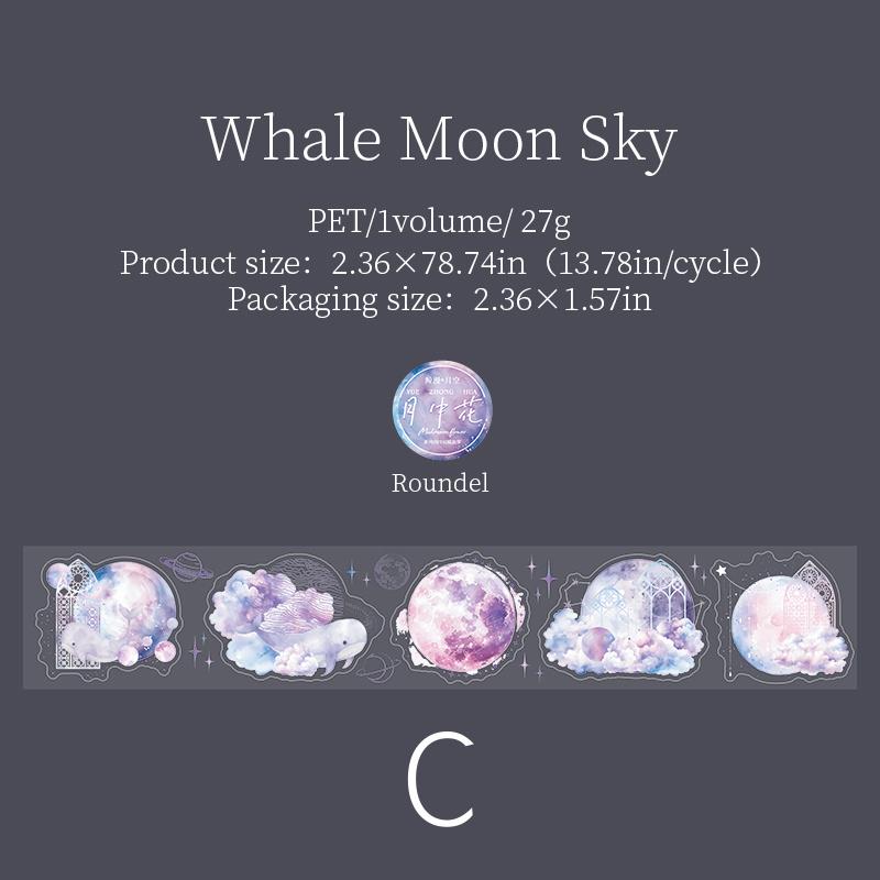 Moon Phase PET Tape | Moon and Stars Decorative Tapes Stickers | Junk Journal Planner Bullet Journal Collage Craft Scrapbooking Supplies