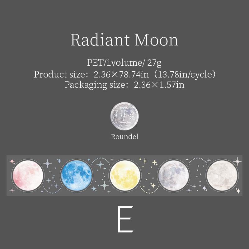 Moon Phase PET Tape | Moon and Stars Decorative Tapes Stickers | Junk Journal Planner Bullet Journal Collage Craft Scrapbooking Supplies