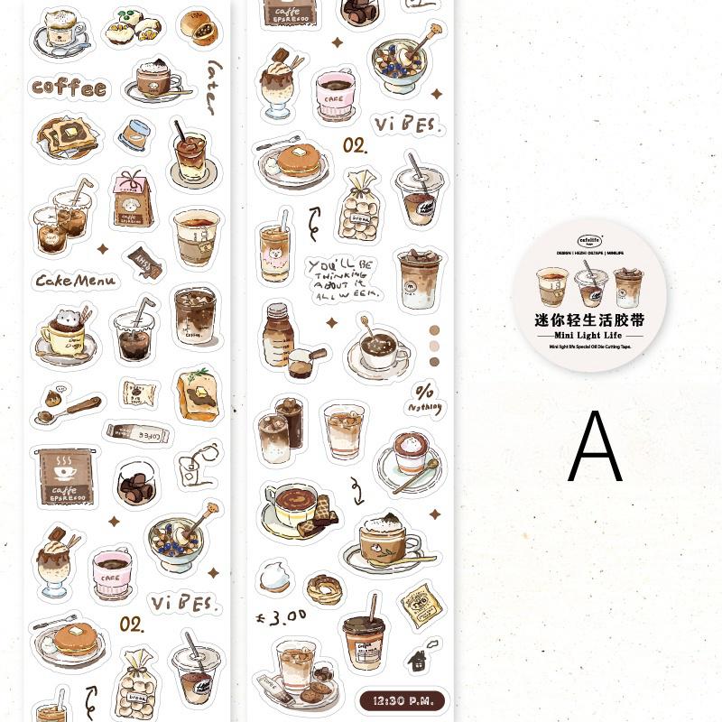 Cute Coffee Snacks Drink Dessert Mini Sticker | Cozy Life | Coffee Lover Decorative Washi Tape | Journal Scrapbooking Collage Supplies